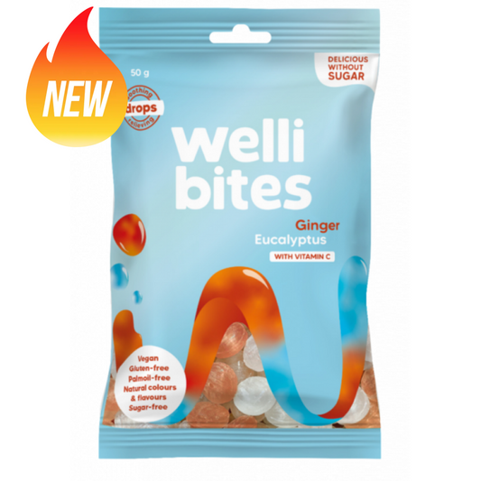 Wellibites Drops Ginger & Eucalyptus 50G